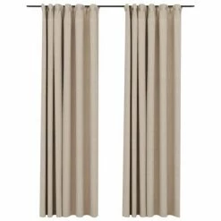 VidaXL Rideaux occultants aspect lin et crochets 2 pcs Beige 140x245cm