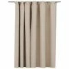 VidaXL Rideau occultant d'aspect de lin avec crochets Beige 290x245 cm