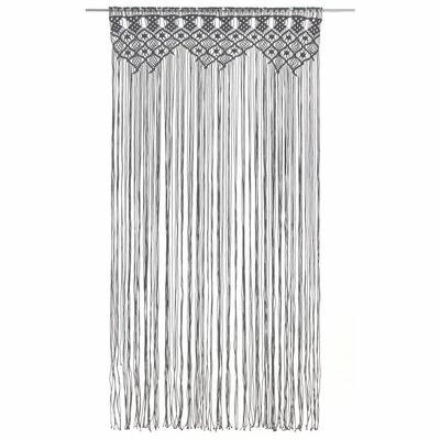 VidaXL Rideau en macramé Anthracite 140x240 cm Coton 4 VidaXL Rideau en macramé Anthracite 140x240 cm Coton – Image 2