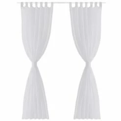 VidaXL Rideau fin Blanc 140x245 cm 2 pcs -Habillages de fenêtre Soldes image 3 130199