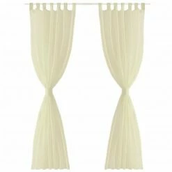 VidaXL Rideau fin Crème 140x245 cm 2 pcs -Habillages de fenêtre Soldes image 3 130202