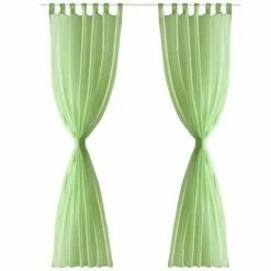VidaXL Rideau fin Vert pomme 140x175 cm 2 pcs -Habillages de fenêtre Soldes image 3 130203