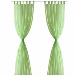 VidaXL Rideau fin Vert pomme 140x225 cm 2 pcs -Habillages de fenêtre Soldes image 3 130204