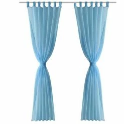 VidaXL Rideau fin Turquoise 140x175 cm 2 pcs -Habillages de fenêtre Soldes image 3 130206