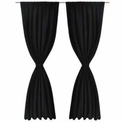VidaXL Rideau occultant 2 pcs à double couche 140 x 245 cm Noir -Habillages de fenêtre Soldes image 3 130365