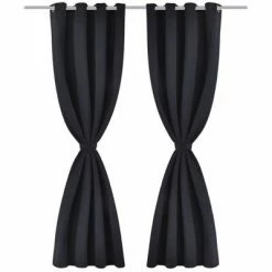 VidaXL Rideau occultant avec œillets métalliques 270 x 245 cm Noir -Habillages de fenêtre Soldes image 3 132203