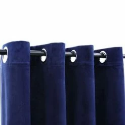 VidaXL Rideaux occultants et anneaux 2pcs Velours Bleu foncé 140x175cm -Habillages de fenêtre Soldes image 3 134528