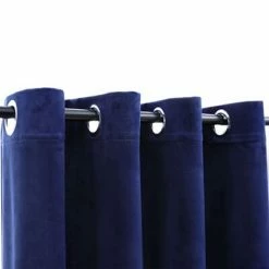 VidaXL Rideaux occultants et anneaux 2pcs Velours Bleu foncé 140x245cm -Habillages de fenêtre Soldes image 3 134530