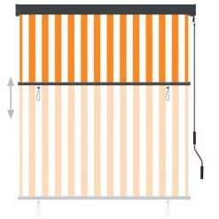 VidaXL Store roulant d'extérieur 140x250 cm Blanc et orange -Habillages de fenêtre Soldes image 3 145969