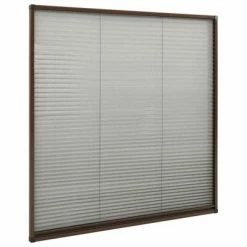 VidaXL Moustiquaire plissée pour fenêtre Aluminium Marron 120x120 cm -Habillages de fenêtre Soldes image 3 148656