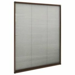 VidaXL Moustiquaire plissée pour fenêtre Aluminium Marron 100x160 cm -Habillages de fenêtre Soldes image 3 148661