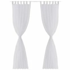VidaXL Rideau fin Blanc 140x225 cm 2 pcs -Habillages de fenêtre Soldes image 4 130198