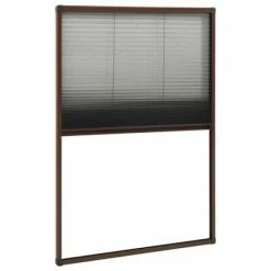 VidaXL Moustiquaire plissée pour fenêtre Aluminium Marron 60x160 cm -Habillages de fenêtre Soldes image 4 148660