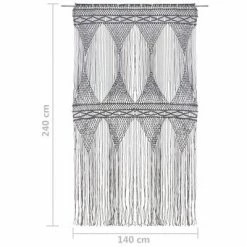 VidaXL Rideau en macramé Anthracite 140x240 cm Coton -Habillages de fenêtre Soldes image 5 323996