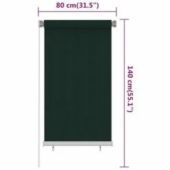 VidaXL Store roulant d'extérieur 80x140 cm Vert foncé PEHD 13 VidaXL Store roulant d'extérieur 80x140 cm Vert foncé PEHD -Habillages de fenêtre Soldes image 6 312810