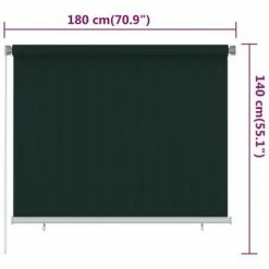 VidaXL Store roulant d'extérieur 180x140 cm Vert foncé PEHD -Habillages de fenêtre Soldes image 6 312815