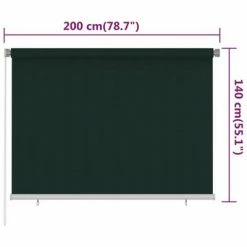 VidaXL Store roulant d'extérieur 200x140 cm Vert foncé PEHD -Habillages de fenêtre Soldes image 6 312816