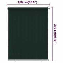 VidaXL Store roulant d'extérieur 180x230 cm Vert foncé PEHD -Habillages de fenêtre Soldes image 6 312828