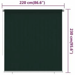 VidaXL Store roulant d'extérieur 220x230 cm Vert foncé PEHD -Habillages de fenêtre Soldes image 6 312830
