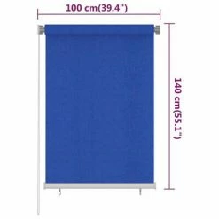 VidaXL Store roulant d'extérieur 100x140 cm Bleu PEHD -Habillages de fenêtre Soldes image 6 312837