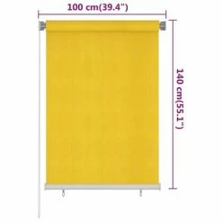 VidaXL Store roulant d'extérieur 100x140 cm Jaune PEHD -Habillages de fenêtre Soldes image 6 312863