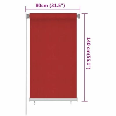 VidaXL Store roulant d'extérieur 80x140 cm Rouge PEHD 8 VidaXL Store roulant d'extérieur 80x140 cm Rouge PEHD – Image 6