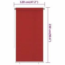 VidaXL Store roulant d'extérieur 120x230 cm Rouge PEHD -Habillages de fenêtre Soldes image 6 312903